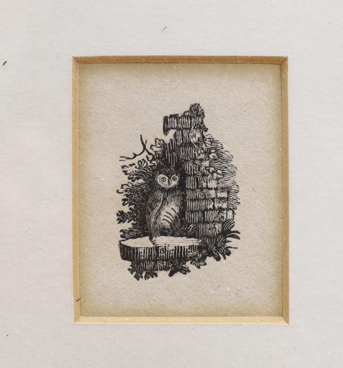 Thomas Bewick (1753-1828) two wood cuts/engravings together with a pencil sketch of a mother and child, inscribed William Frost verso, largest 10 x 7cm